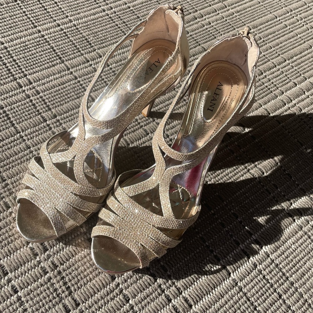 Alfani Gold Strappy High-Heeled Sandals